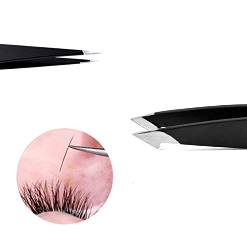 2021NEWEST SHZDMH 4-Piece Combination Tweezers Set-Black with Leather Case