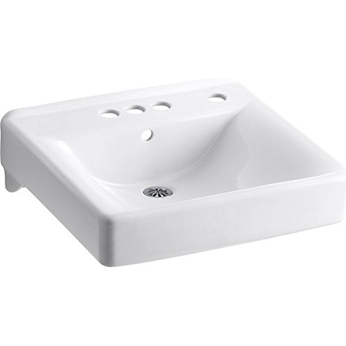 Kohler K-2054-R-0 Wall Mount Single Bowl Bathroom Sink White