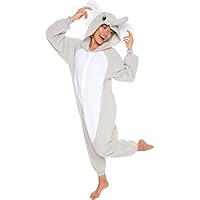 Adult Elephant Animal One Piece Unisex Pajamas - Plush Cosplay Elephant Costume - Silver Lilly (XL)