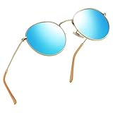 Joopin-Polarized Sunglasses Men Coating Lens Sun Glasses Women Vintage Round Sunglass Man (Blue)