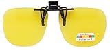 60mm Wide Large Polarized Night Driving Clip On Sunlgasses Flip Up Over Glasses (Yellow, 60)