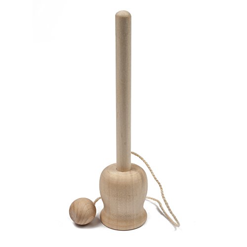3 Piece Classic Cup & Ball Toss Toy Set - Handheld Unfinished Wood Cup and Ball Toss Toy Game - Bag of 3 - Thumbnail 2