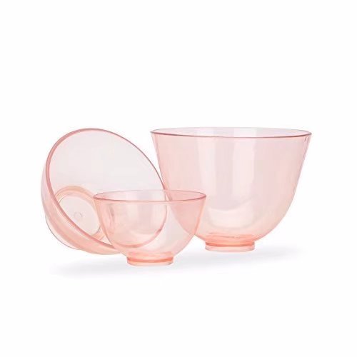 MKDental Three PCS Pink New Flexible Silicone Mixing Bowls with Spatulas Grip