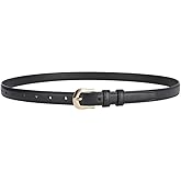 Harwez Women's Skinny Leather Belt for Jeans Dresses Pants Ladies Thin Soft Waistband with Gold Buckle Black Brown Gift Belt