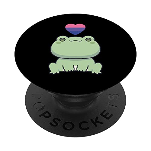 Bisexual Frog LGBTQIA Bi Pride Flag Anime Kawaii Heart PopSockets Swappable Pop…