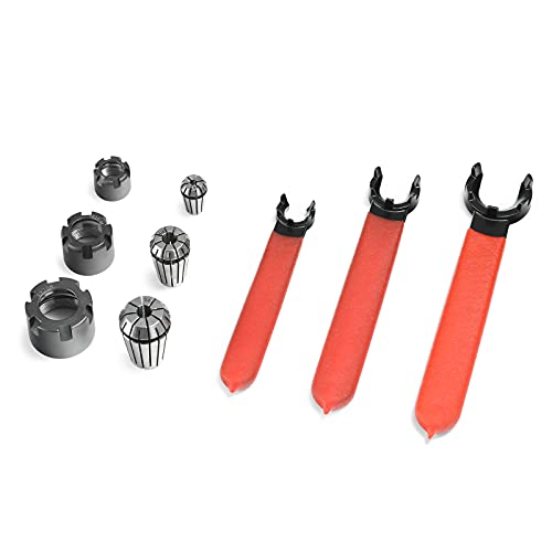 Genmitsu CNC Router Bits Collet Set with Collets Chuck, Collet Clamping Nut and Wrench Spanner, ER11-M, ER16-M, ER20-M Type Collet Chuck for CNC Machine