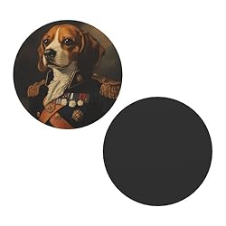 Dog in General Uniform Round Magnetic Fridge