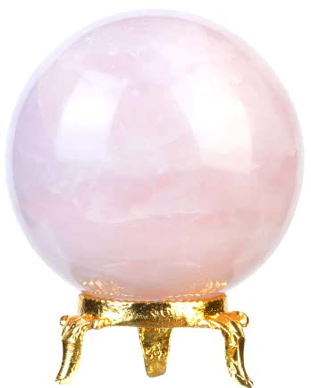 Crocon® 50mm Sunstone Stone sphere Ball with Metal Stand 1400+ Carats Gemstone Ball Healing Sphere Sculpture Figurine for Fengshui Divination Home Decoration Photography Crystal Sphere