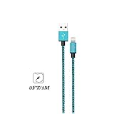 StyleTech Inc. Nylon Braided 3 Feet 8 Pin Certified Lightning Cable USB Syncing Charger for iPhone X/8/7/6s/6/5/5s/SE/Plus iPad Mini/Air/Pro (1.) Blue)