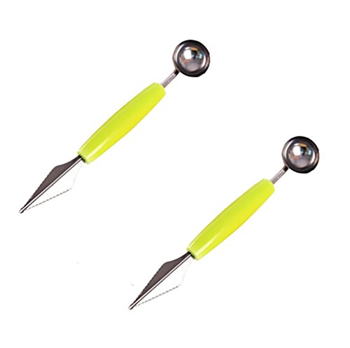 NANHONG 2 in 1 Multifunctional Melon Baller Scoop Spoon Fruit Carving Knife Pack of 2
