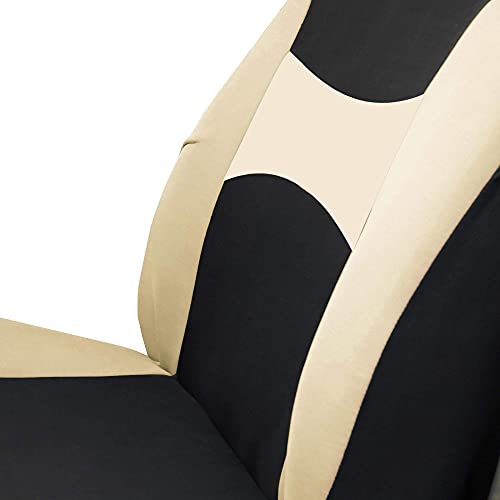 FH Group Car Seat Cover Full Set Light and Breezy Beige and Black Car