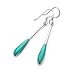 925 Sterling Silver Blue Turquoise Stone Inlay Elegant Long Teardrop Hook Women Earrings 1.85