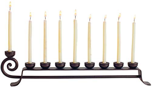 RTZEN Judaica - Wrought Iron Hanukkah Menorah, Handmade, 9 Cups, Israel Décor, for All 8 Nights of Chanukah,(Black) - Thumbnail 7