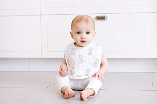 aden by aden + anais Snap Bib, 100% Cotton Muslin, Soft Absorbent 3 Layers, Adjustable, 9" X 13", 3 Pack, Safari Babes - Thumbnail 2