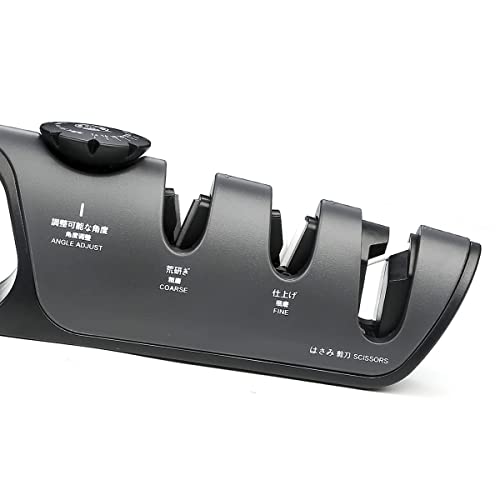 MITSUMOTO SAKARI Professional 3 Stage Knife Sharpener, Multifunctional Japanese Kitchen Sharpener, Easy with Adjustable Angle Knob