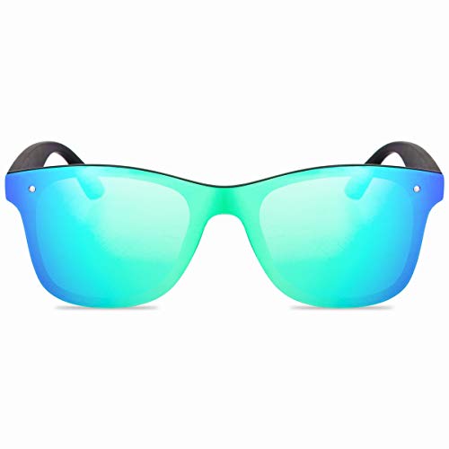 Rimless Mirrored Lens One Piece Sunglasses UV400 Protection for Women Men (red+green)