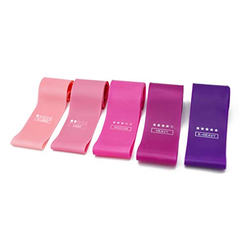 KIKOMO Fitness Bands 5 Pack Exercise Band Resistance Bands with Instructions and Carrying Bag Training Band Exercise Band Resistance Loop Bands Strength Training in 5 Different Strengths
