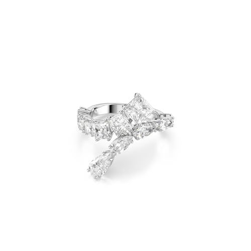 Swarovski Matrix Ring, Mixed Cuts, Clear, Rhodium Finished; Size: Us 7; Eu 55