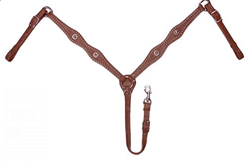 Tahoe Tack USA Leather Caballero Star Concho Western Breast Collar, Full Horse Size - Thumbnail 2