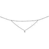 JewelryWeb 925 Sterling Silver Rhodium Plated Cubic Zirconia and Bead Charms With 4inch Ext. Choker 4mm Wide Choker Necklace for Women