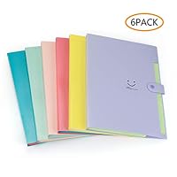 Document Folder, 6 Pack Accordion Document Folder A4 Paper Expanding File Pockets Folder File Organizer, 6 Colors, 12.8 x 9.5 Inch