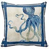 Indigo Ocean Beach Sketchbook Watercolor Octopus Pillow Case