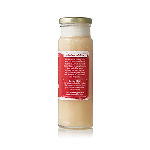 Savannah Bee Winter White Honey in 12 oz Tower Jar