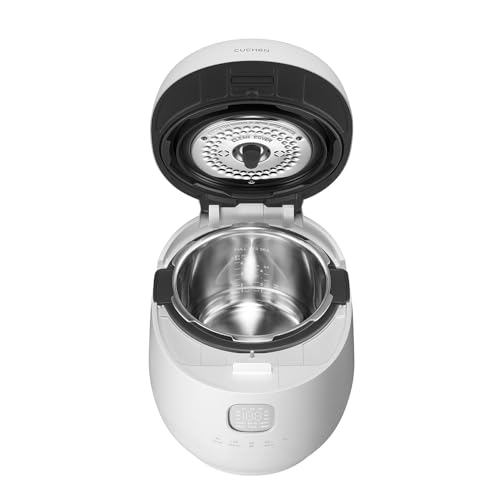 CUCHEN CRH-TWS1010PWUS, Full Stainless Inner Pot, Induction Heating Dual Pressure Rice Cooker,10 Person, 10-cup, 2.28 Quarts (uncooked), 20-cup, 4.56 Quarts (cooked), Dual Pressure Low and Hi, Auto Steam Clean, Slow Cooker, Steam Cooker