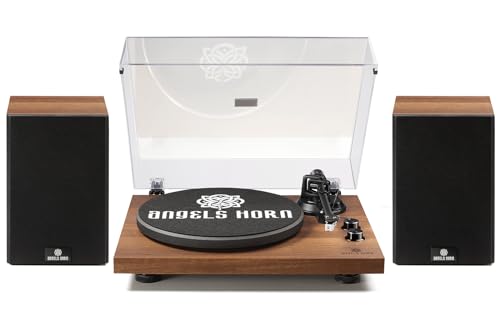 ANGELS HORN Vintage Bluetooth Vinyl Player with Dual Speakers, Phono Preamp and Magnetic Cartridge AT-3600L