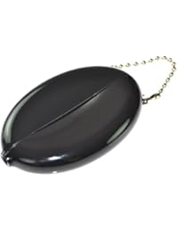 Quikoin Original Oval Sof-Touch Squeeze Coin Purse Made in USA (Black, Opaque)