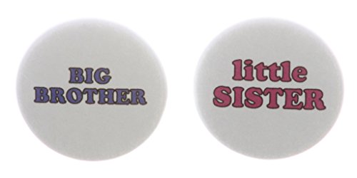 A&T Designs Set 2 Big Brother Little Sister 2.25" Keychains Baby Sibling Shower