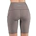 ODODOS High Waist Out Pocket Yoga Short Tummy Control Workout Running Athletic Non See-Through Yoga Shorts,DarkBeige,Largethumb 3