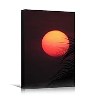Canvas Wall Art Sun Silhouette Coastal Orange Photography Relax/Calm Romantics Sunset Warm - 12x18 inches