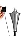 BIRDROCK HOME 4 Pack Outdoor Conical Torches - Flame Lamp - Satin Silver Patio Lighting - Metal Genie Torch