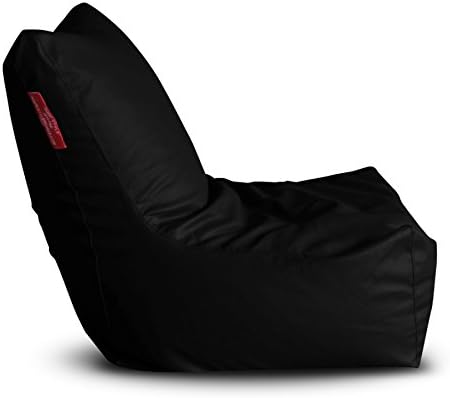 Style Homez Premium Leatherette XXXL Bean Bag Chair Black Color Filled with Beans Fillers