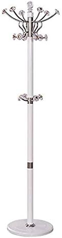 Coat Rack Standing, Floor Standing Coat Rack 16 Hooks ，Hat Stand Hanger 360 Degrees Rotatable S-shaped Thicker Main Pole Chassis Solid, Aluminum Alloy Hangers Storage Coat finishing (Color : White)