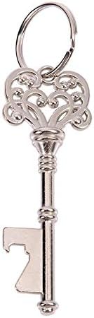 Key Bottle Opener - Key Shaped Bottle Opener Keyring Metal Bar Beer Novelty Gift Tool Wedding Favour, Rustic Decoration, Victorian Style Key (Silver)