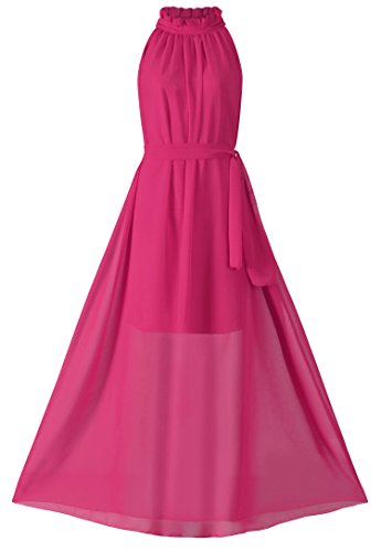Vsvo women rose red halter neck sleeveless chiffon maxi dresses (…