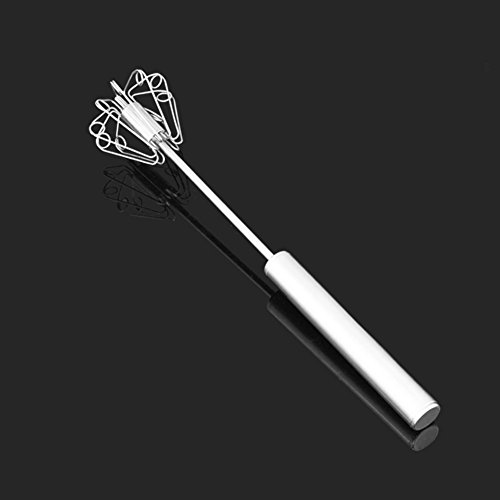 BleuMoo Manual Self Turning Stainless Steel Miracle Push Magic Whisk Mixer Egg Beater