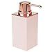 mDesign Square Plastic Refillable Liquid Soap Dispenser Pump Bottle for Bathroom Vanity Countertop, Kitchen Sink - Holds Hand/Dish Soap, Hand Sanitizer, Essential Oil - 2 Pack - Light Pink/Rose Gold