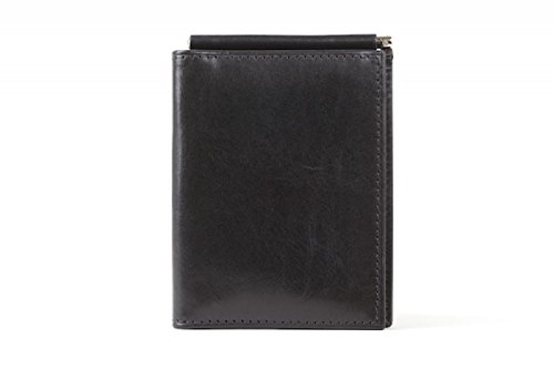 Bosca Men's Old Leather Money Clip with Pocket (Black)