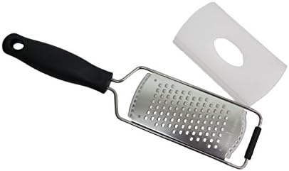 Kitchen Stainless Steel Zester Grater 12' x 2.8' With Black Handle For Ginger, Garlic, Nutmeg, Chocolate, Vegetables, Fruits, Parmesan, Cheese, Lemon - By Depot Globe