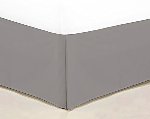 Queen Size (60" x 80") 100%Egyptian Cotton 400-Count 1-Piece Split Corner Tailored Bed Skirt 18 Inch Fall (Color:Grey Pattern:Solid)