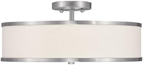 Livex Lighting 6352-91 Park Ridge 3 Light Ceiling Mount, Brushed Nickel