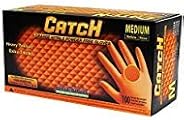 Adenna CAT458 Catch 9 Mil Powder-Free Nitrile Gloves, Raised Grip, X-Large, Orange, Box of 100