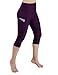 ODODOS High Waist Out Pocket Yoga Capris Pants Tummy Control Workout Running 4 Way Stretch Yoga Capris Leggings,DeepPurple,Medium