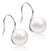 Classic Pearl Earrings Dangle 925 Sterling Silver Freshwater Cultured Pearl Drop Earrings for Women