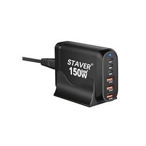 150W 充電器 【 GaNFastⅢ 】 PD3.0対応 6ポート同時急速充電 3 USB-C＆3 USB-A 縦式省スペース