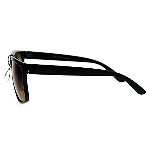 Kush Flat Top Plastic Rectangular Mirror Lens Gangster Sunglasses Matte Black Blue