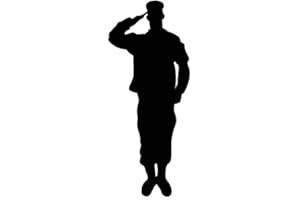 hBARSCI Saluting Soldier Vinyl Decal - 11 Inches - for Walls, Windows, Doors, Vehicles - Outdoor-Grade 2.5mm Thick Vinyl - Black